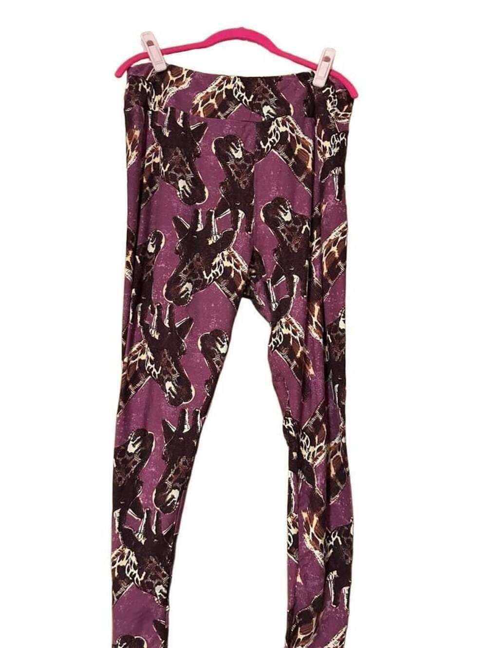 LuLaRoe Leggings TC2 Purple Giraffe Print Animal Soft Stretch